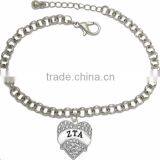 Genuine Austrian Clear Crystal DELTA ZATA SORORITY Charm Chain Link Bracelet thumbnail-3