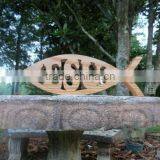 Fish Shape Wood JUSUS Sign Shelf Sitter Word Art for Deco
