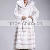 Mink Hooded Rex Rabbit Long Fur Coat