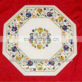 Marquetry Marble Flower Inlay Antique Coffee Table Top Exclusive thumbnail-1