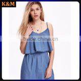 Chambray Overlay Dress Comfortable Dress Cute Dress thumbnail-2