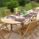 Teak 8 Folding Dining Chairs and Table Outdoor Garden Furniture thumbnail-1