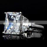 Fashion Alette's Emerald Cut White Gold CZ Engagement Ring thumbnail-4