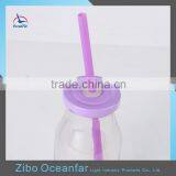 Transparent Soy Milk Bottle High Quality Mini Glass Bottle Coconut Milk With Colored Lid thumbnail-5