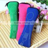 High Quality 3 Pcs Fork Spoon Chopstick Travel Stainless Steel Cutlery Portable Bag Picnic thumbnail-1