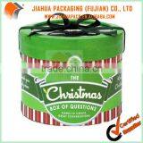 round christmas gift packaging box with window and ribbon
