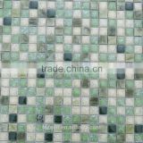 Green color crackle glass mix stone mosaic tile for bathroom