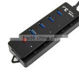 5 Port USB 3.0 HUB Spliter Charging Port Power Switch for IPhone MAC OS Black thumbnail-2