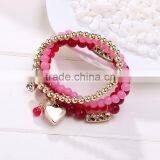 Cool Summer Bohemia Candy Jelly Beads Crystal Charm Multilayer Beaded Elastic Bracelet