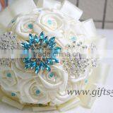 Handmade Silk Flower Bouquets Vintage Inspired Alternative Large Satin Roses Wedding Bridal Bouquet thumbnail-5