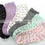 Women Cotton Flower Print Colorful Socks thumbnail-3