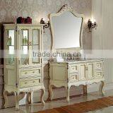 WTS-249SYO Ivory and Leaf Paint Silver Oak White Marble Cabinet and Mirror Bathroom Vanities