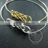 65mm Diameter One End Open 14K Light Gold,silver Double Infinity Lover Charm Wiring Fashion Bangle Bracelet 6490057 thumbnail-2