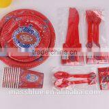 Five Piece Set of Paper Plate and Paper Cup Plastic Knife Fork and Spoon for Red Color