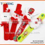 Plush Christmas Slap Bracelet Bangle Santa Claus Snowman Deer Elk Bear Xmas Pat Circle Hand Ring Pops Watch Ribbon thumbnail-1