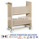 Office Furniture Metal 2-layer Double Sided Library Book Trolley