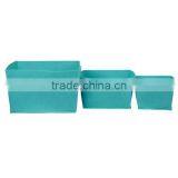 Set Of 3 Mini Blue Round Metal Holes Felt Storage Boxes For Home/Office thumbnail-1