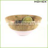 Bamboo Salad Bowl Set Fruit Bowl with Pink Edge Homex BSCI/Factory