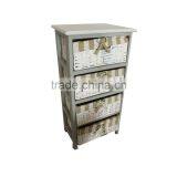 4 Drawer White Wooden Storage Cabinet Wicker Baskets-Bedroom/Bathroom/Office thumbnail-1
