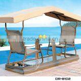 Aluminum 2-seat garden waterproof swing chair with canopy outdoor home swing with table