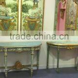 Blue Handpainted Antique Style Decorative Console Table,Bird and Flowers thumbnail-3