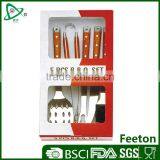 5pcs High Quality Luxury Barbecue Tool Set With Color Wood Handle thumbnail-1