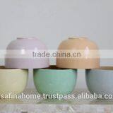 Round Colored Lacquer Footed Bamboo Salad Bowl thumbnail-1