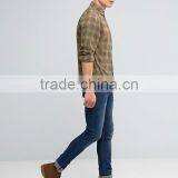 Plus Size Long Sleeve Button Down Collar Mens Pre-Shrunk 100% Cotton Comfortable Casual Khaki Check Printing Shirts thumbnail-4