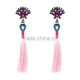 Fashion Shiny Rhinestone Colorful Long Tassel Dangle Earrings thumbnail-6