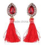 Bohemian Jewelry Rhinestone Gems With Long Colorful Tassel Charms Earrings for Women thumbnail-6