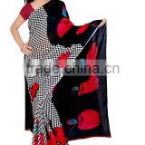 Black & Grey Saree With Blouse Material thumbnail-1