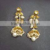 Indian Ethnic Pearl Jhumka Earrings thumbnail-3