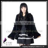 CX-G-A-209 2016 Black Knitted Rex Rabbit Fur Jacket thumbnail-1
