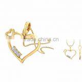 Gold Plated Designer CZ Studded Three Solitaire Heart Pendant thumbnail-1