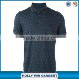Blue Cotton Paisley Print 100% Polo T-shirt for Men Wholesale China thumbnail-1