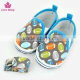 Stylish Rugby Pattern Newborn Blue Color Crib Shoes Baby Shoes Matching Pacifier Clip thumbnail-6