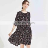 Z&M Lady's 2017 New Fashion dress Women's Silk dress Floral Dress dress