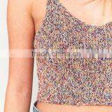 2017 Unique Women Colorful Knit Fabrication V-neck Thin Straps Knit Crop Tops thumbnail-6