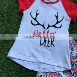 Baby Girls Boutique Clothing Girls Hello Deer Outifts Summer Clothes Short Sleeve With Matching Accessoreis thumbnail-2