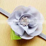New Born Baby Girl Headband, Small Chiffon Flower Baby Headband thumbnail-3