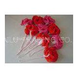 Garden Decoration Crochet Carnation Flower Red And Pink Acrylic Cockscomb Shape