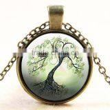XP-TGN-LT-103 Life Charm Dome Pendant Colorful Time Gem Family Tree Glass Cabochon Necklace With Popular Accessories