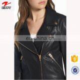 High Quality Custom Your Deisgn Women Fashion Motocycle Biker Black Short Genuine Leather Jacket Made in China thumbnail-4