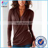 Trade Assurance Yihao Fashion Long Sleeve t Shirt Draped Surplice Top Selling Products in thumbnail-1