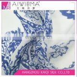 Printed 100% Silk Chiffon With Blue and White Paisley Pattern thumbnail-2