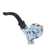 155mm Length Wooden Resin Medium Tobacco Pipe With Blue and White Porcelain Head for Smoking thumbnail-3