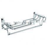 Wall-mounted Hotel Style Stainless Steel Towel Shelf Bathroom Towel Rack thumbnail-1