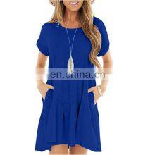 Manufacturers Wholesale Women's Solid Printed Short Sleeve Off-the-shoulder Fashion Dress for Women thumbnail-2