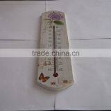 Household Wooden Indoor Thermometer w/ Printed Flower Red Kerosene Filled and Cheap Price Accurate Temperature Design Option thumbnail-2
