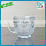 Frosted tea cups embossed logo glass tea cup with handle